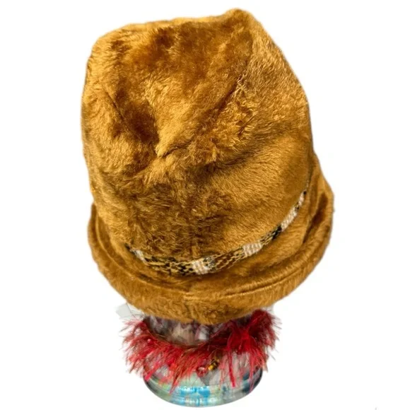 1960s Camel Faux Fur Bucket Hat Mod Union Made Medium Vintage Winter Hat - Picture 5 of 11